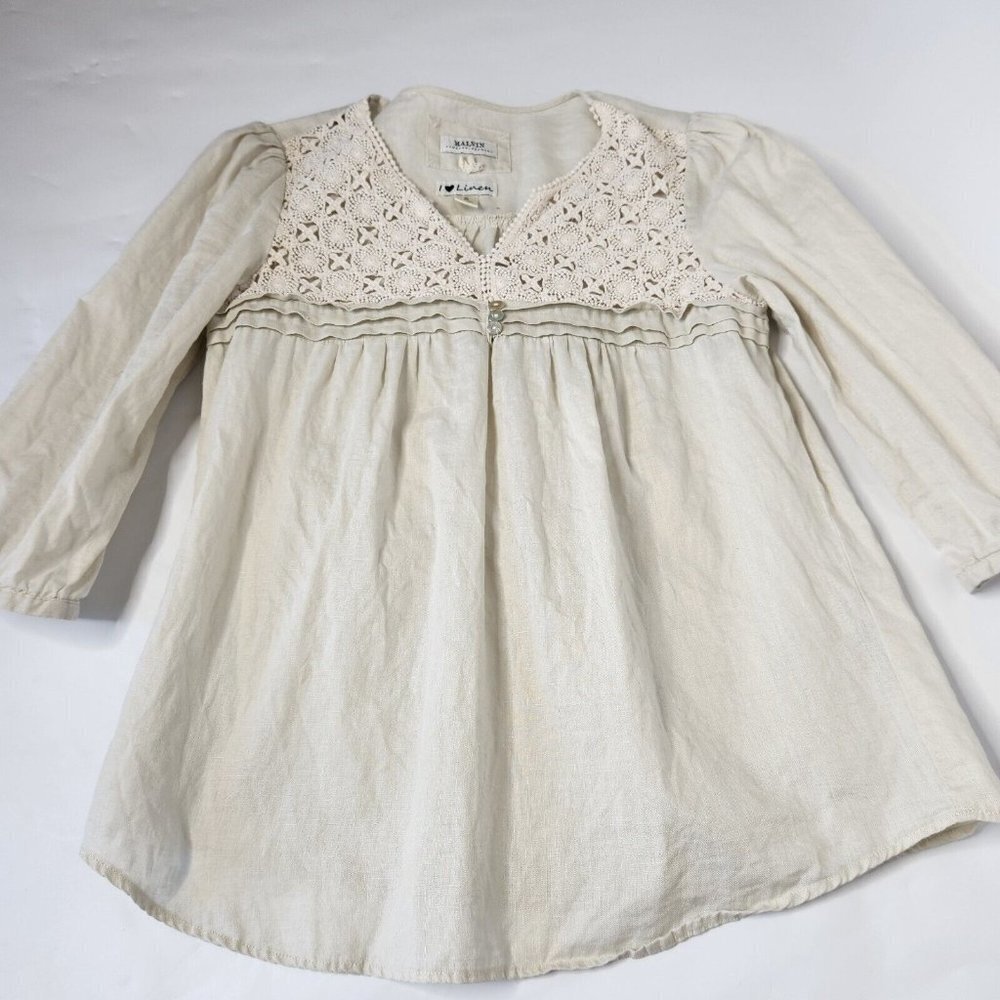 Malvin Women's Size Small Linen Top Beige